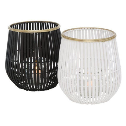 Windlicht Karunya weiß Bambus 27cm – Hauptansicht