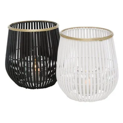 Windlicht Karunya weiß Bambus 27cm – Hauptansicht