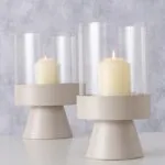 Windlicht Pallas 29cm beige – Produktansicht