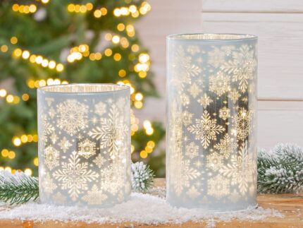 Windlicht Schneeflocke LED Glas 18cm – Produktansicht