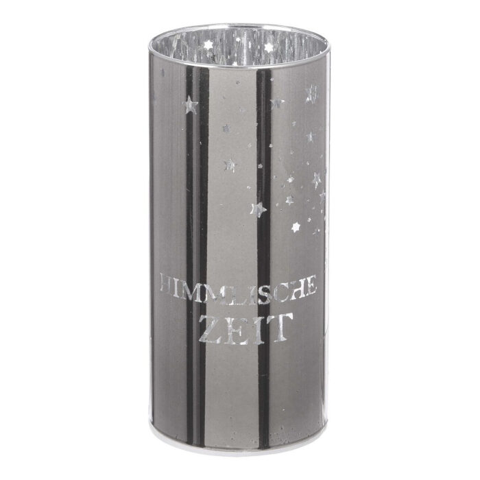 Windlicht Sternenmädchen silber LED Glas 15cm – Produktansicht