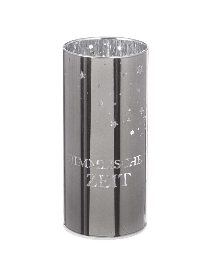 Windlicht Sternenmädchen silber LED Glas 15cm – Produktansicht