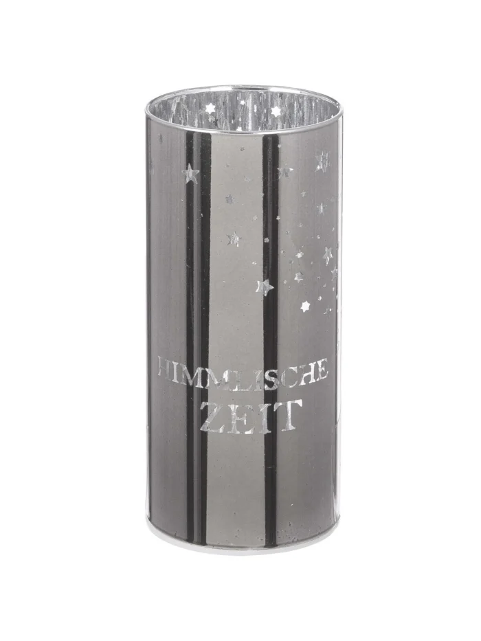 Windlicht Sternenmädchen silber LED Glas 15cm – Produktansicht