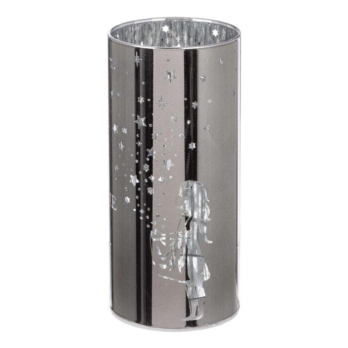 Windlicht Sternenmädchen silber LED Glas 15cm – Produktansicht