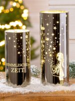 Windlicht Sternenmädchen silber LED Glas 20cm – Produktansicht