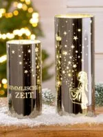 Windlicht Sternenmädchen silber LED Glas 20cm – Produktansicht