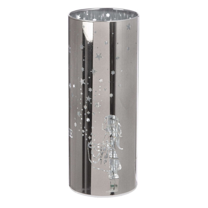 Windlicht Sternenmädchen silber LED Glas 20cm – Produktansicht