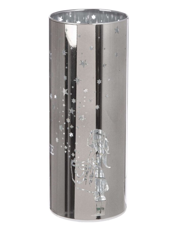 Windlicht Sternenmädchen silber LED Glas 20cm – Produktansicht