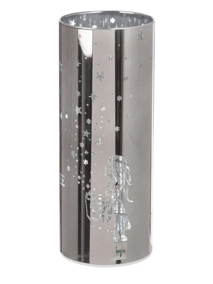 Windlicht Sternenmädchen silber LED Glas 20cm – Produktansicht