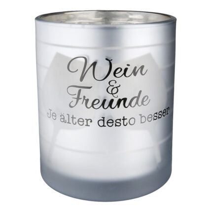 Windlicht Weinfest silber 12cm Streifen – Hauptansicht