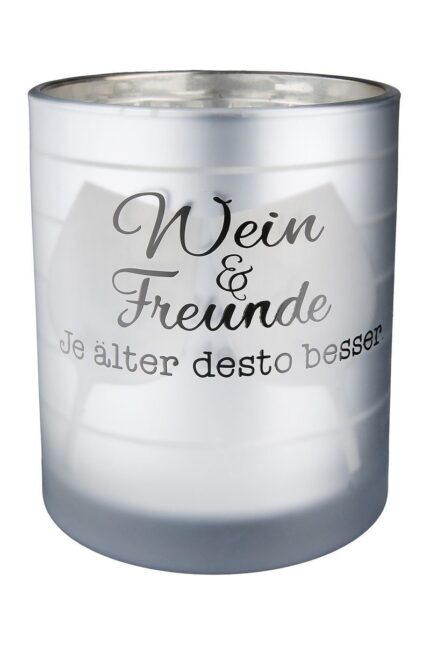 Windlicht Weinfest silber 12cm Streifen – Produktansicht