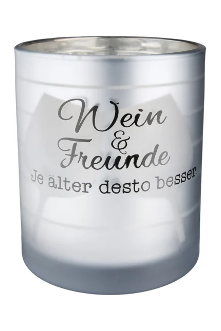 Windlicht Weinfest silber 12cm Streifen – Produktansicht