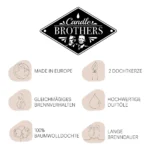 Grafik mit Candle-Brothers-Logo und sechs sichtbaren Produkteigenschaften