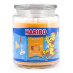 Haribo Winter Fun Duftkerze im Glas mit Deckel und orangefarbenem Wachs
