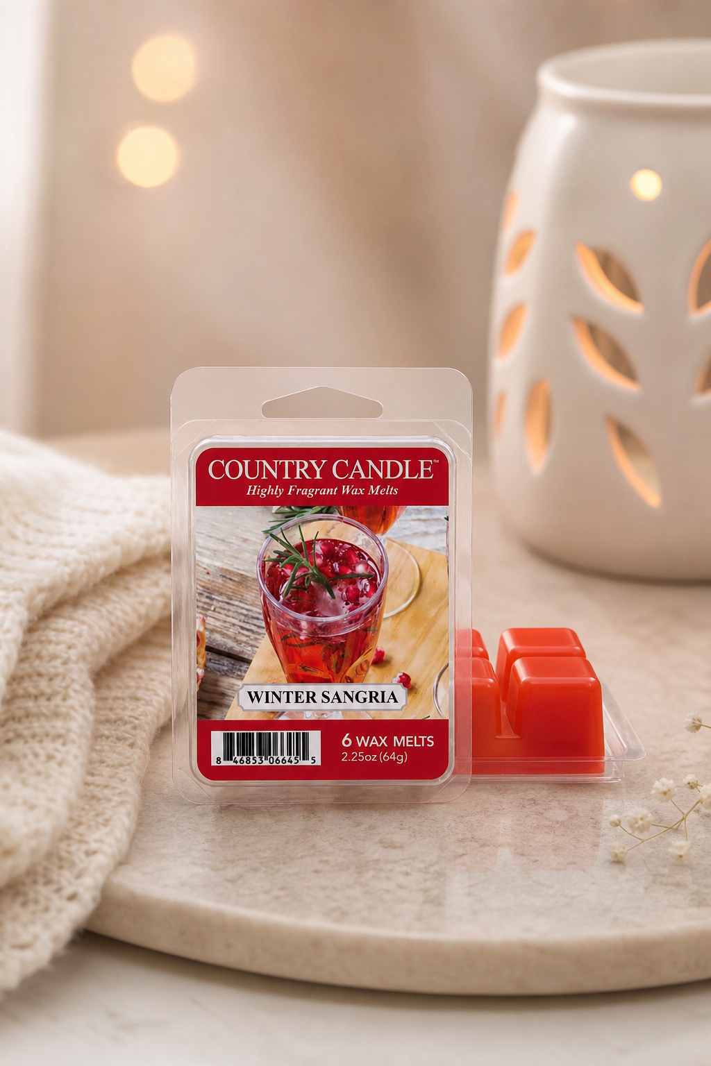 Winter Sangria Wax Melts 64g in einer stimmungsvollen Anwendungsszene
