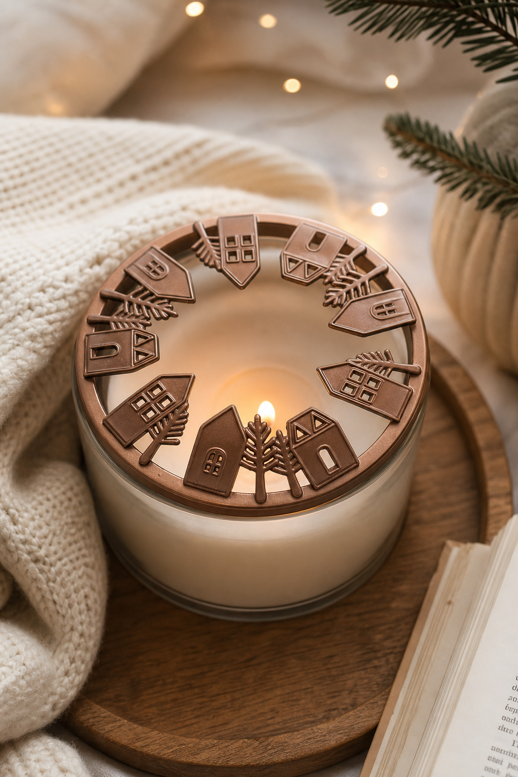 Winter Village Candle-Lid in einer stimmungsvollen Anwendungsszene