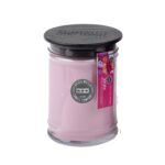 Bridgewater XoXo Kerze im Glas mit Blumenetikett und dunklem Deckel
