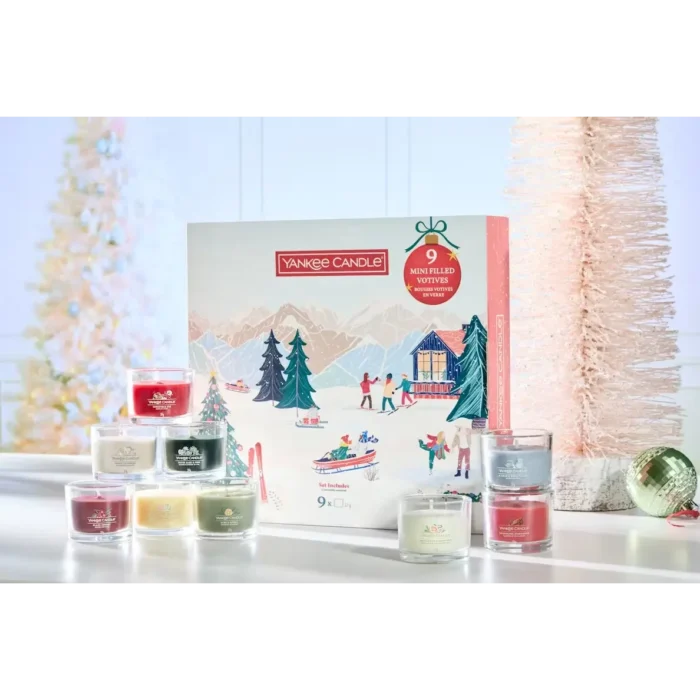 Yankee Candle Geschenkset mit neun Mini-Votivkerzen und weihnachtlicher Verpackung