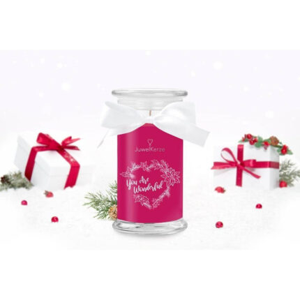 JuwelKerze You Are Wonderful Kerze im Glas mit weißer Schleife