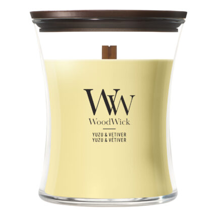 WoodWick Yuzu & Vetiver Kerze mit sichtbarem Holzdocht