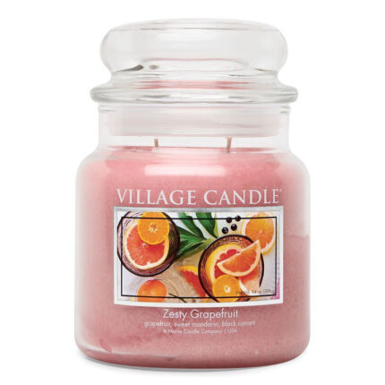 Rosa Zesty Grapefruit Kerze von Village Candle im Glas