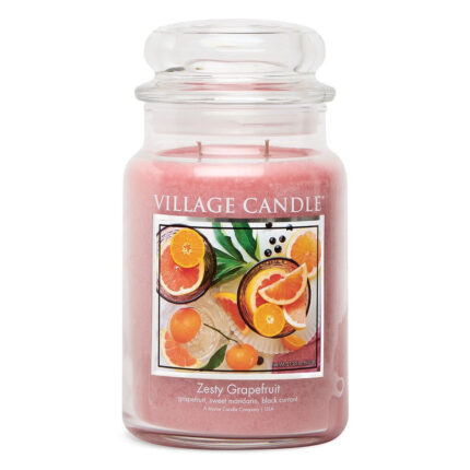 Rosa Zesty Grapefruit Kerze im Glas mit transparentem Deckel