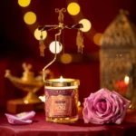 Duftkerze Edelrose 180g mit Karussell – Produktansicht