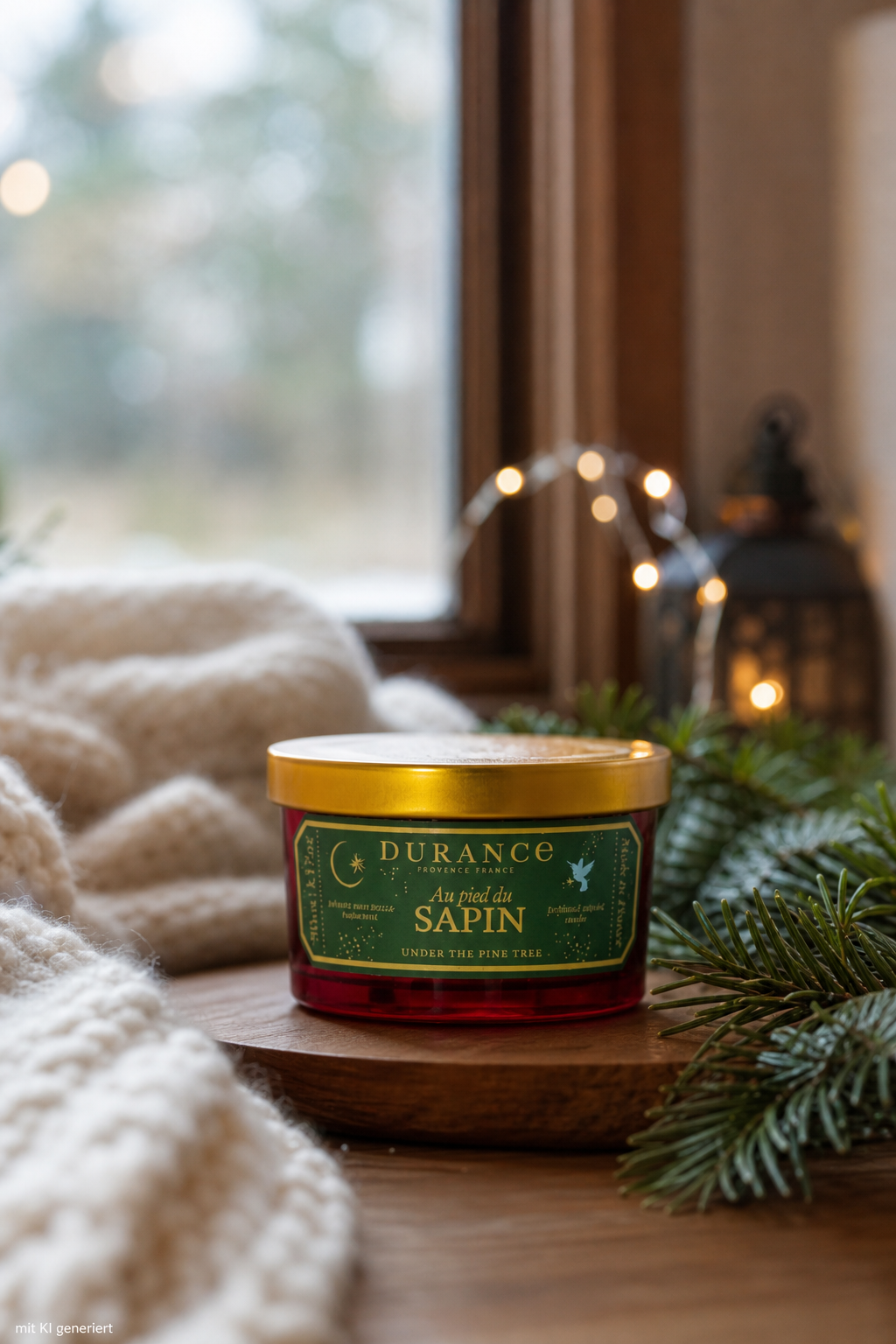 Natürliche Duftkerze 90 gr Am Tannenbaum von Durance – Stimmungsbild Natürliche Duftkerze 90g Am Tannenbaum – Produktansicht