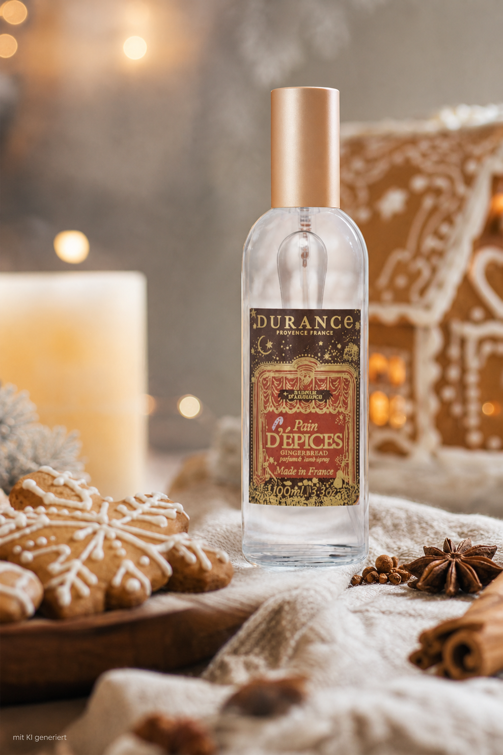 Raumspray 100 mL Lebkuchen von Durance – Stimmungsbild Raumspray 100 mL Lebkuchen von Durance – Produktansicht