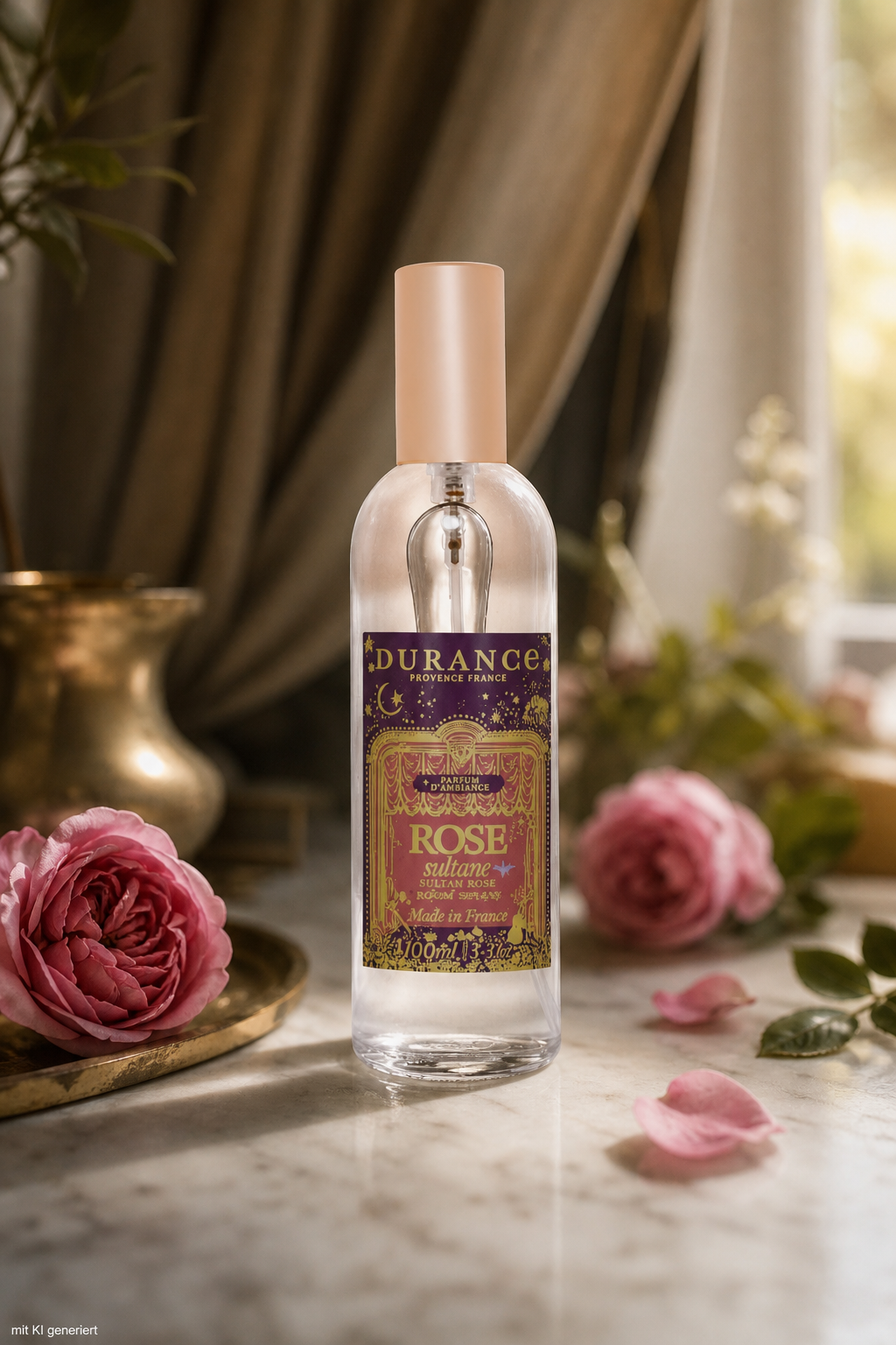 Raumspray Edelrose Sultane 100mL von Durance – Stimmungsbild Raumspray Edelrose Sultane 100mL von Durance – Produktansicht