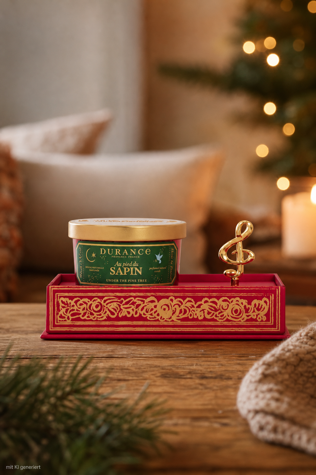 Spieluhr-Set Am Tannenbaum, Duftkerze 90g – Produktansicht