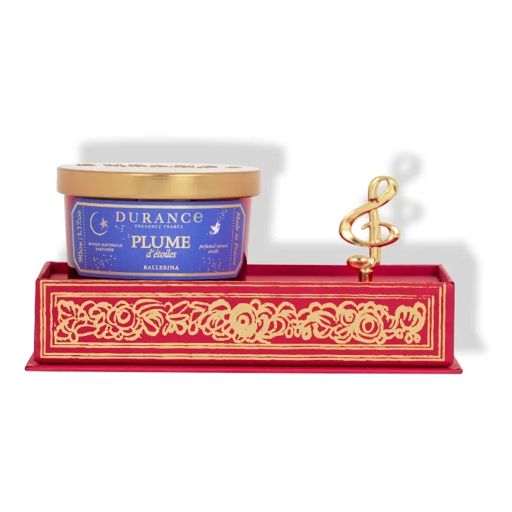 Spieluhr-Set und Duftkerze 90g Sternenfeder von Durance – Optimiertes Produktbild Spieluhr-Set Sternenfeder 90g – Hauptansicht